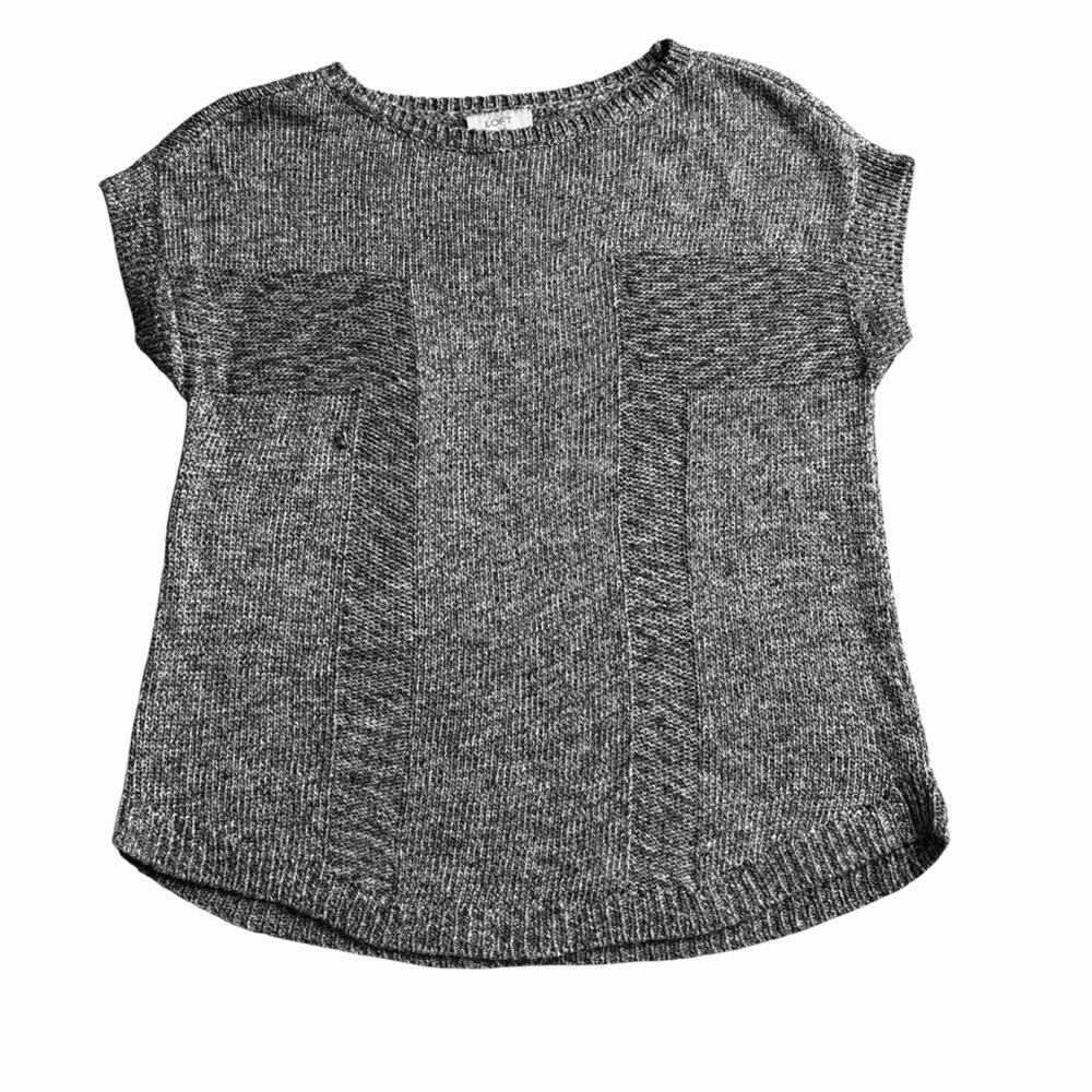 LOFT Charcoal Knit Top Size M